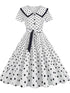 Robe Vintage Col Rond Blanche Pois - Louise Vintage