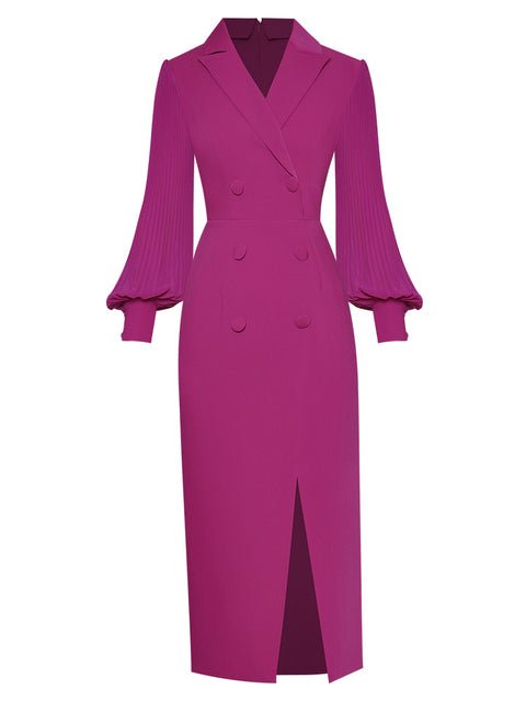Robe Vintage Col V Fuschia - Louise Vintage