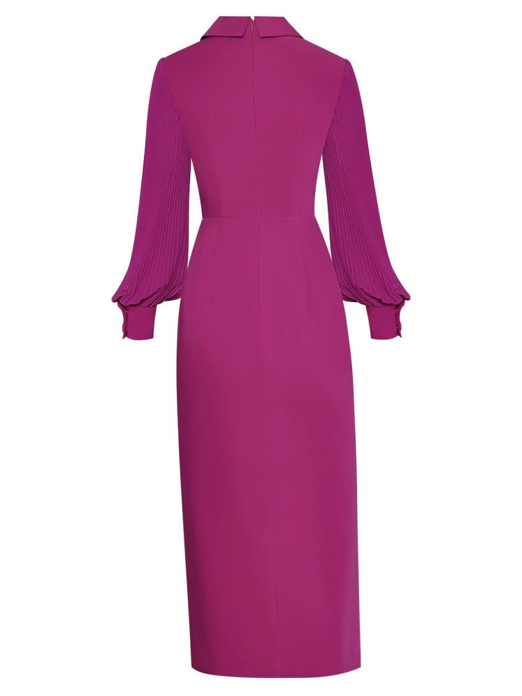 Robe Vintage Col V Fuschia - Louise Vintage