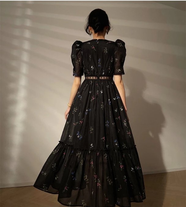 Robe Vintage Col V Noire - Louise Vintage