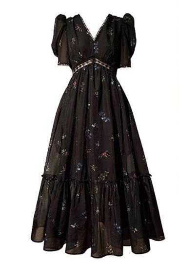Robe Vintage Col V Noire - Louise Vintage