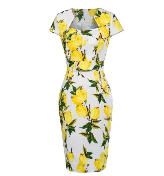 Robe Vintage Crayon Chic Jaune - Louise Vintage