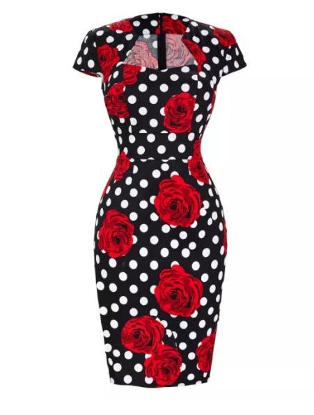 Robe Vintage Crayon Noire Pois - Louise Vintage