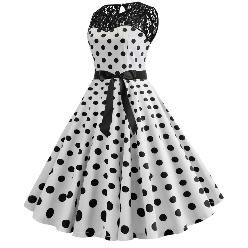 Robe Vintage Dentelle Blanche Pois - Louise Vintage