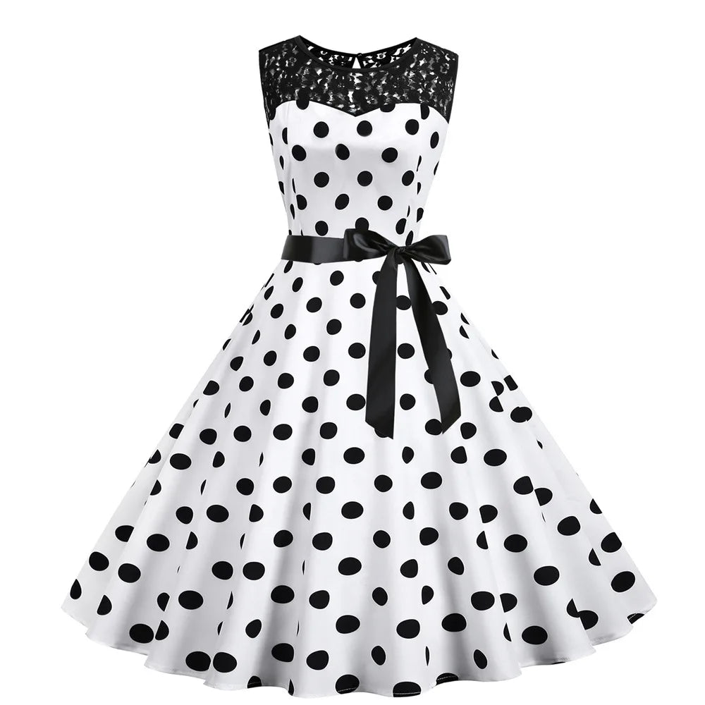 Robe Vintage Dentelle Noir Pois - Louise Vintage