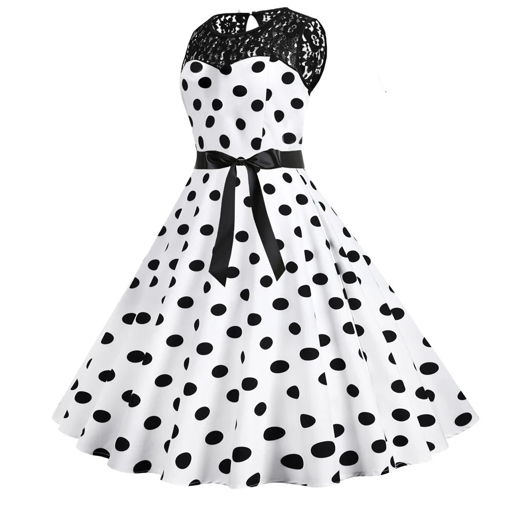 Robe Vintage Dentelle Noir Pois - Louise Vintage