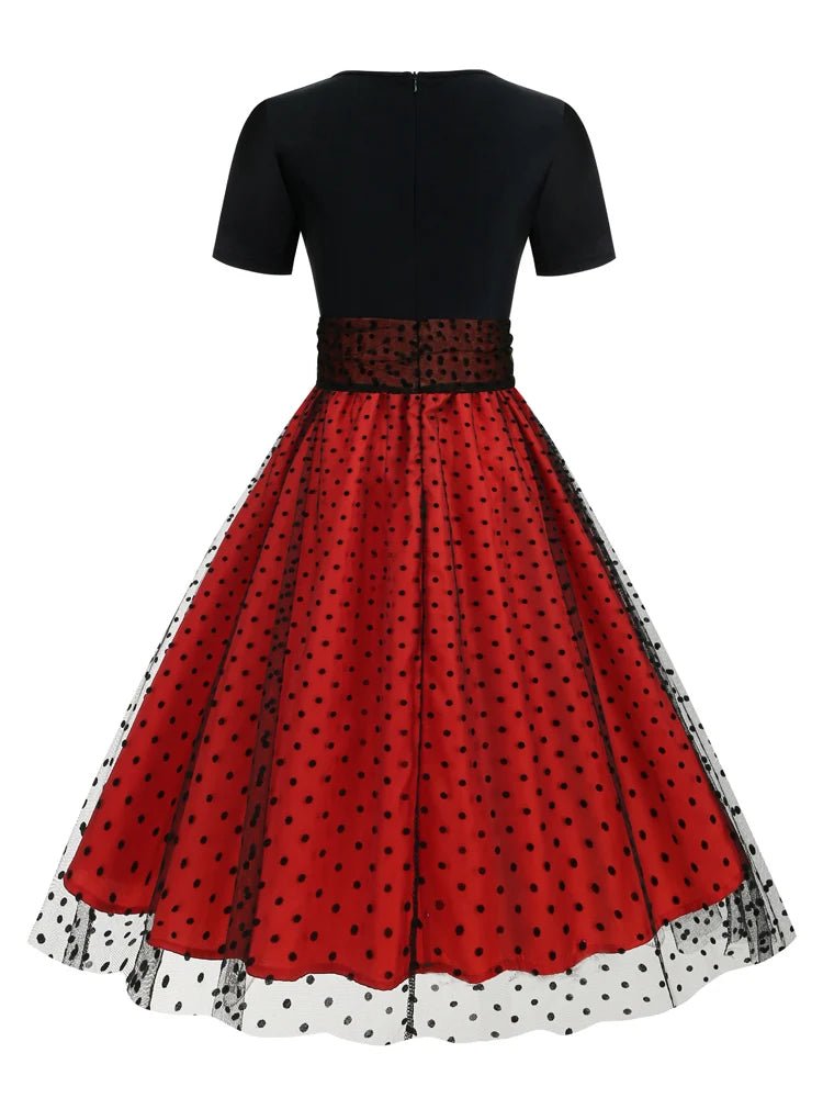 Robe Vintage Dentelle Rouge Pois - Louise Vintage