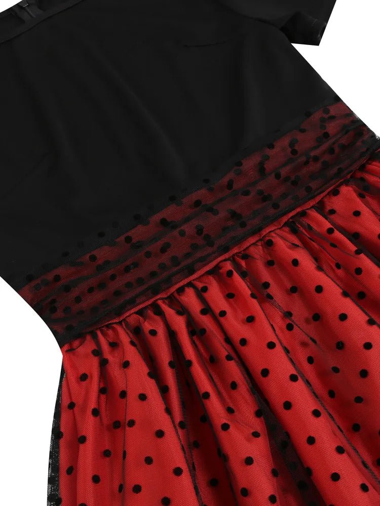 Robe Vintage Dentelle Rouge Pois - Louise Vintage