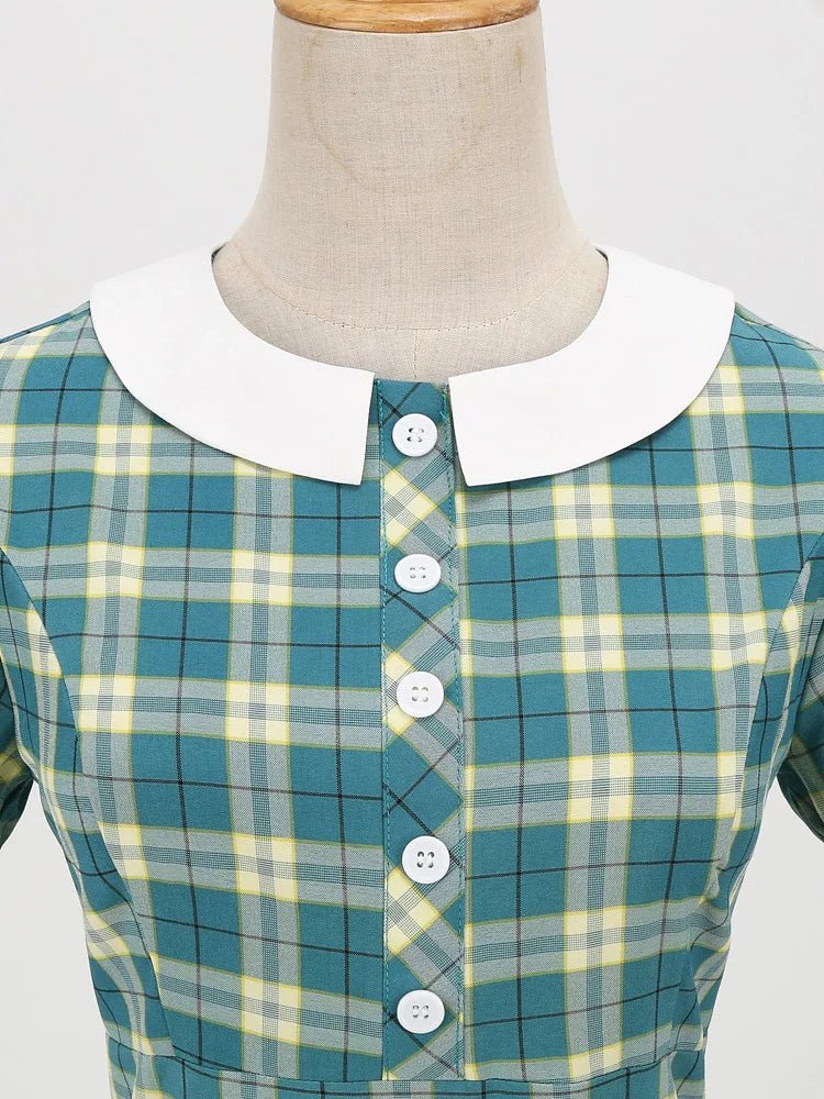 Robe Vintage Ecosse Vert - Louise Vintage