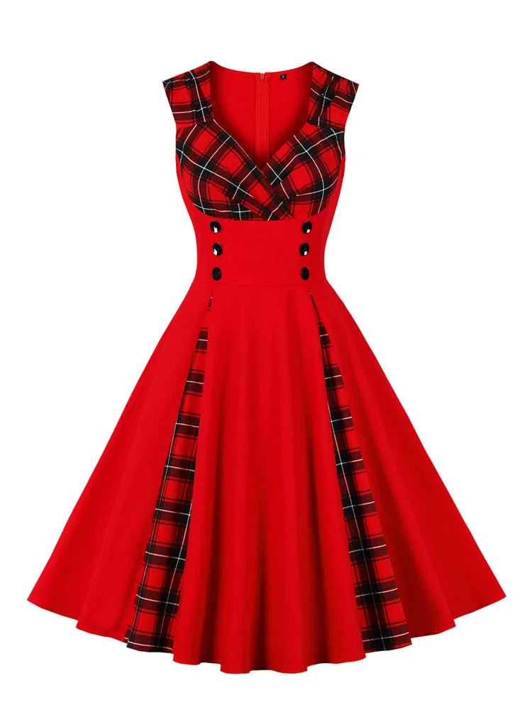 Robe Vintage Epaules Nues Tartan - Louise Vintage
