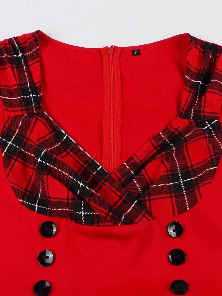 Robe Vintage Epaules Nues Tartan - Louise Vintage