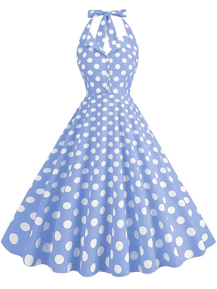 Robe Vintage Femme Pas Cher Bleu Pois - Louise Vintage