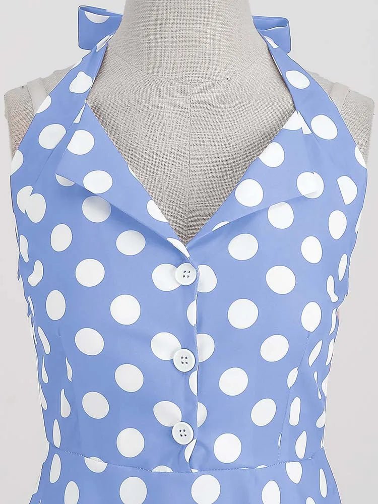 Robe Vintage Femme Pas Cher Bleu Pois - Louise Vintage