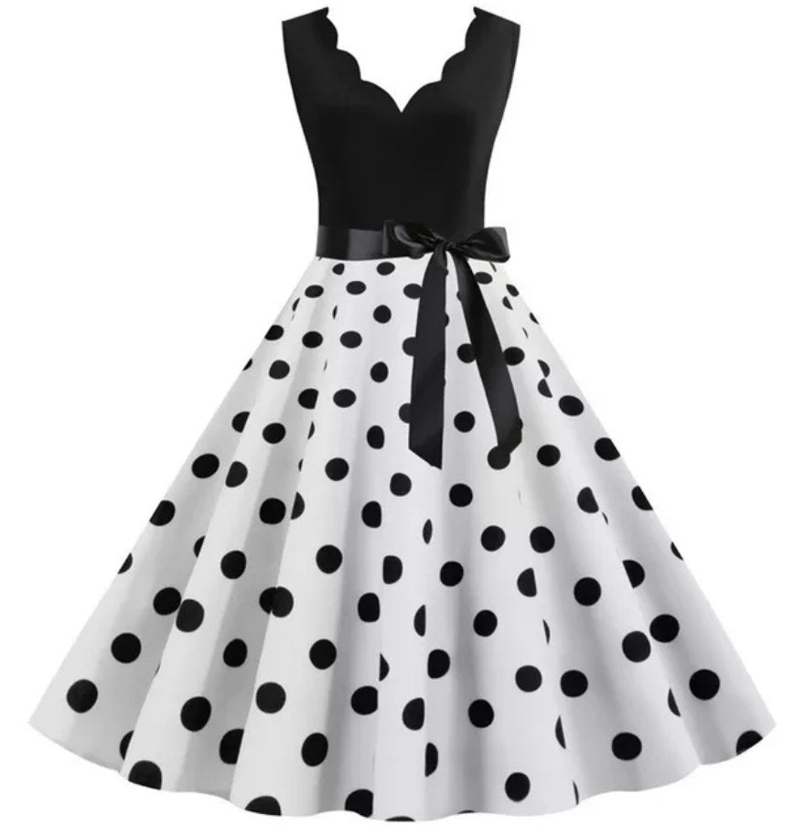 Robe Vintage Femme Pas Cher Noire et Blanche - Louise Vintage