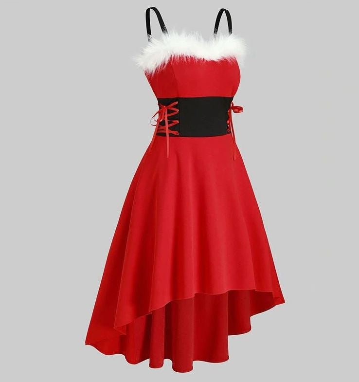 Robe Vintage Fourrure Rouge - Louise Vintage
