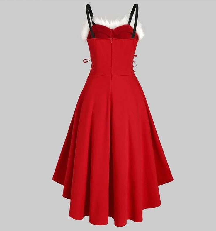 Robe Vintage Fourrure Rouge - Louise Vintage