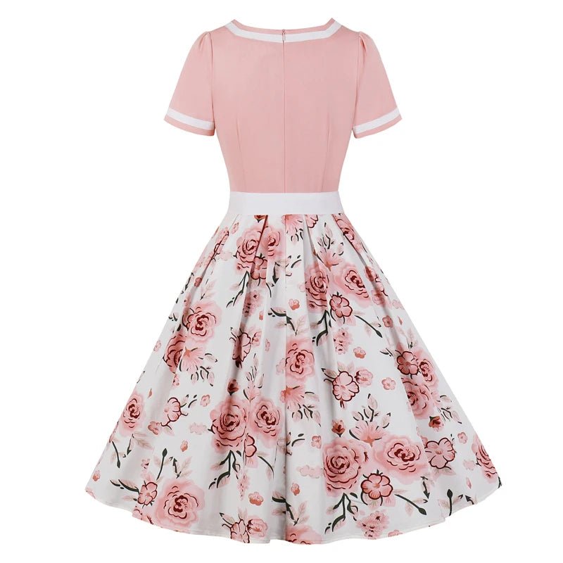 Robe Vintage Grande Taille 50s Blanche fleurs - Louise Vintage