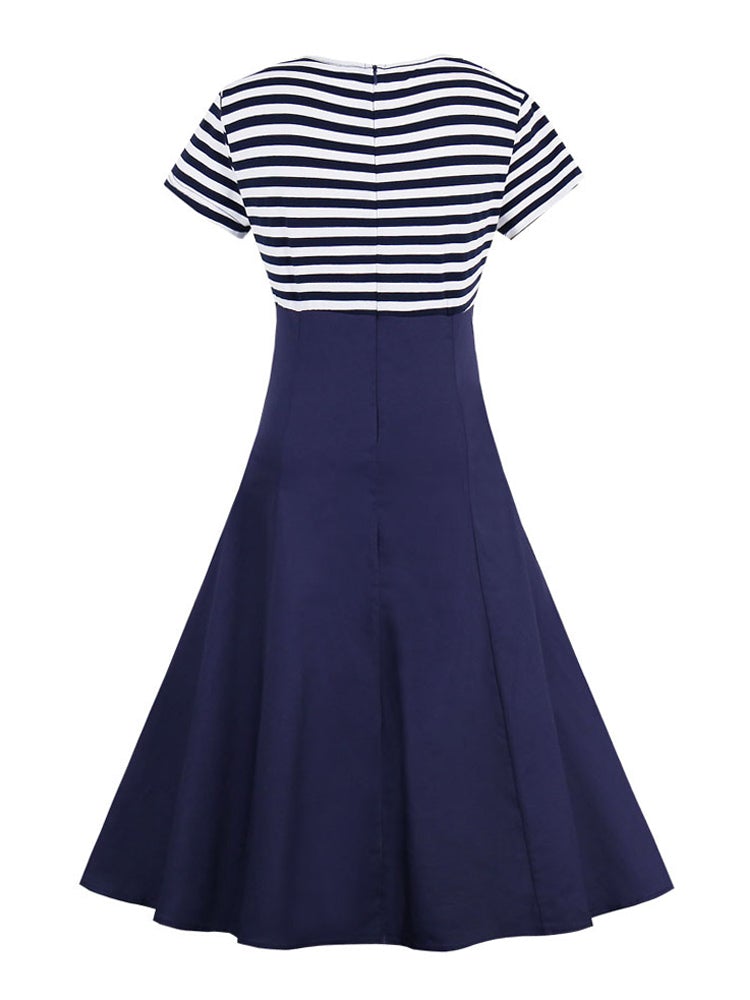 Robe Vintage Grande Taille Année 50 Bleu - Louise Vintage