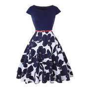 Robe Vintage Grande Taille Années 50 Fleur bleu