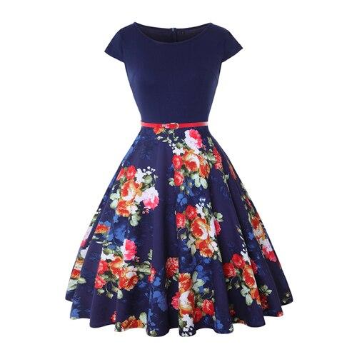 Robe Vintage Grande Taille Années 50 Fleur rouge - Louise Vintage