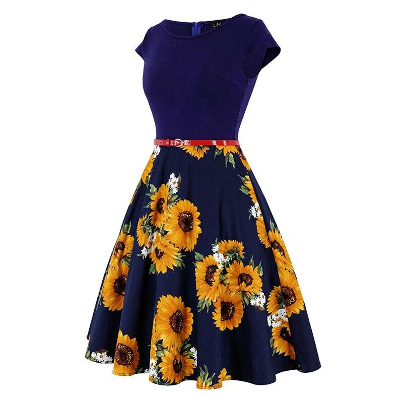Robe Vintage Grande Taille Années 50 Tournesol - Louise Vintage