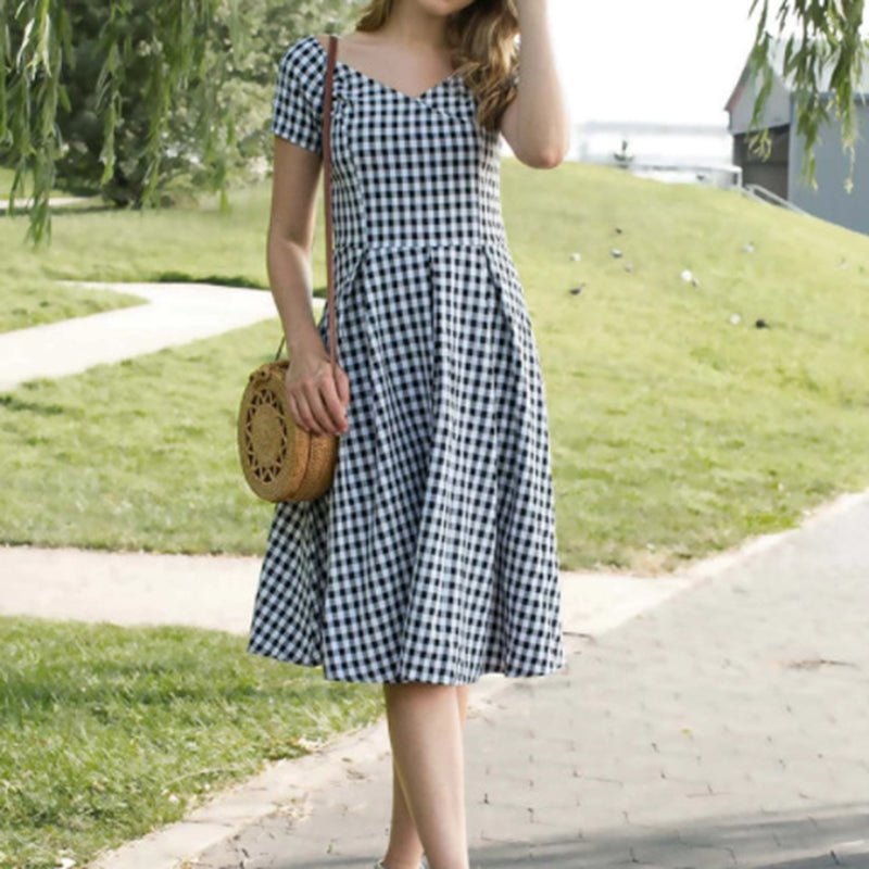 Robe Vintage Grande Taille Blanc Café - Louise Vintage