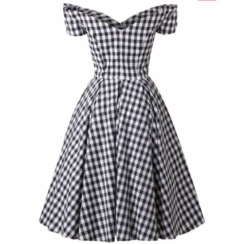 Robe Vintage Grande Taille Blanc Café - Louise Vintage