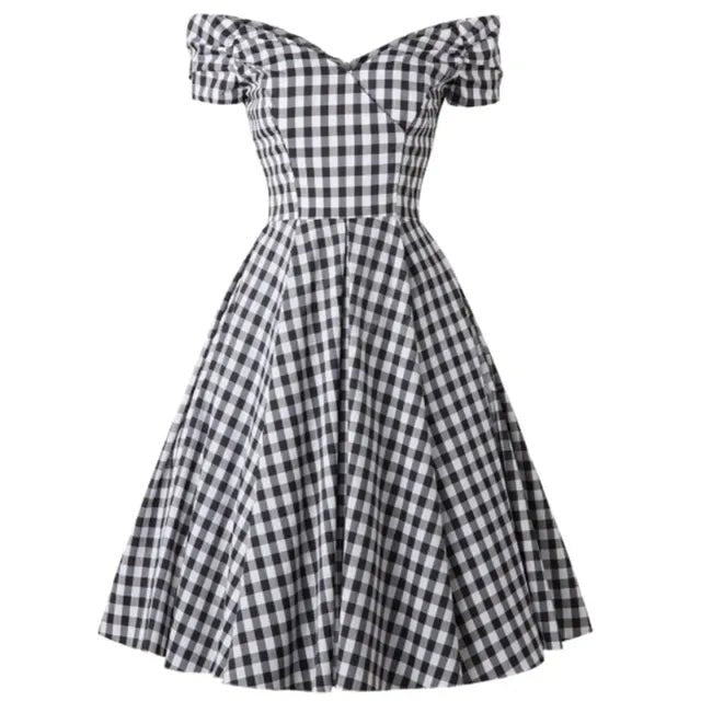 Robe Vintage Grande Taille Blanc Café - Louise Vintage