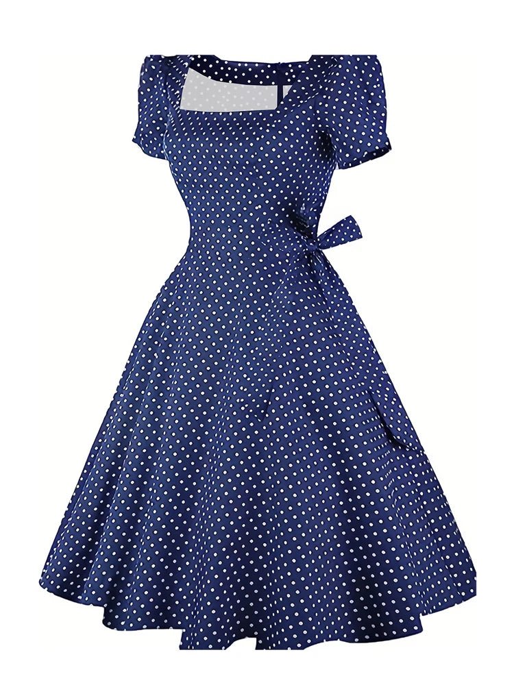 Robe Vintage Grande Taille Bleue Pois - Louise Vintage