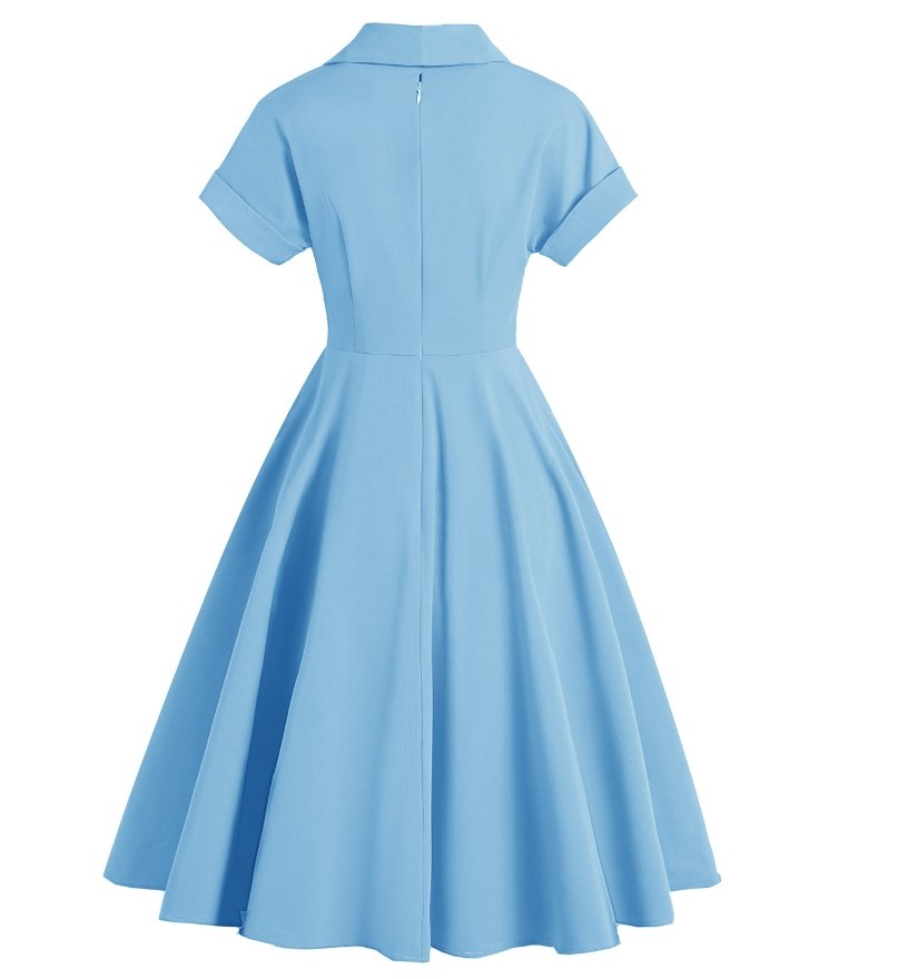 Robe Vintage Grande Taille Boutons Bleu - Louise Vintage