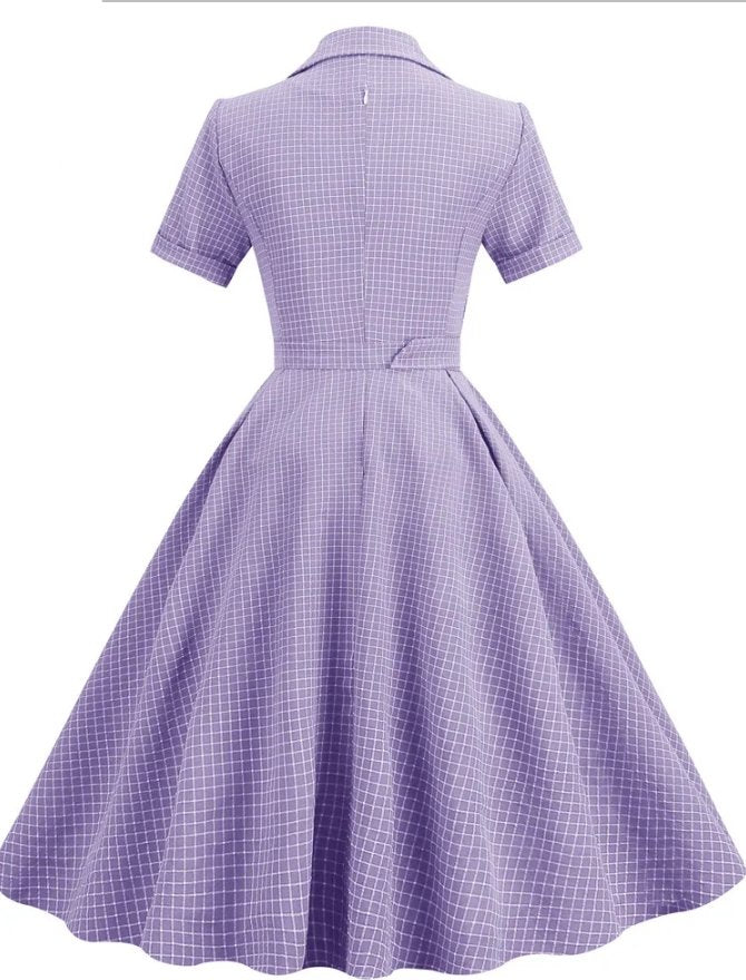 Robe Vintage Grande Taille Boutons Lavande - Louise Vintage