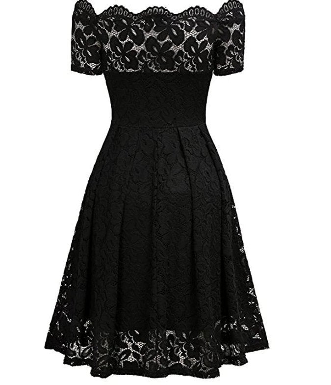 Robe Vintage Grande Taille Broderie Noir - Louise Vintage