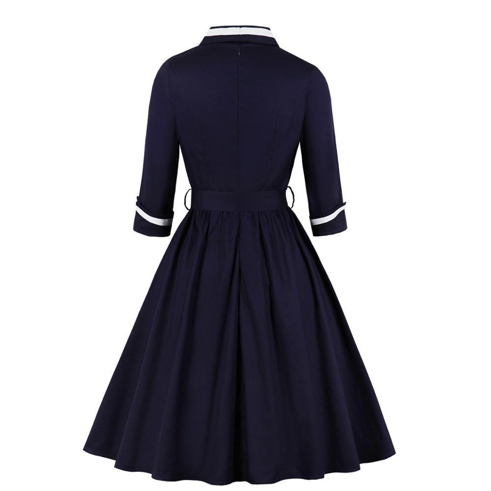 Robe Vintage Grande Taille Col V Marine - Louise Vintage