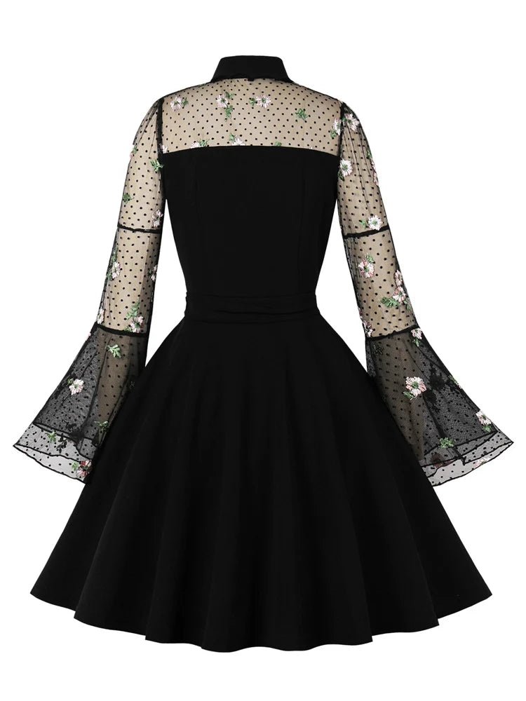 Robe Vintage Grande Taille Dentelle Bleu - Louise Vintage