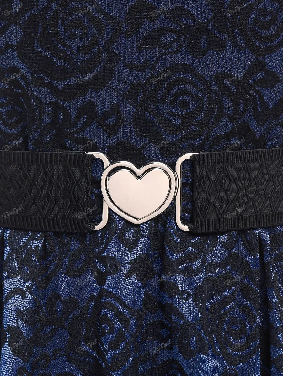 Robe Vintage Grande Taille Dentelle Rockabilly Bleu - Louise Vintage