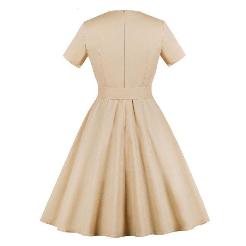 Robe Vintage Grande Taille Hepburn Beige - Louise Vintage