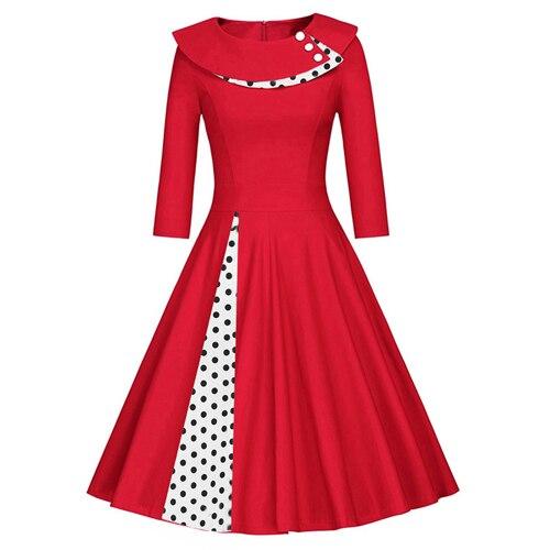 Robe Vintage Grande Taille Hiver Rouge - Louise Vintage