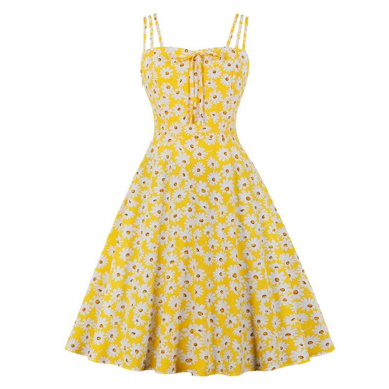 Robe Vintage Grande Taille Jaune Marguerites - Louise Vintage
