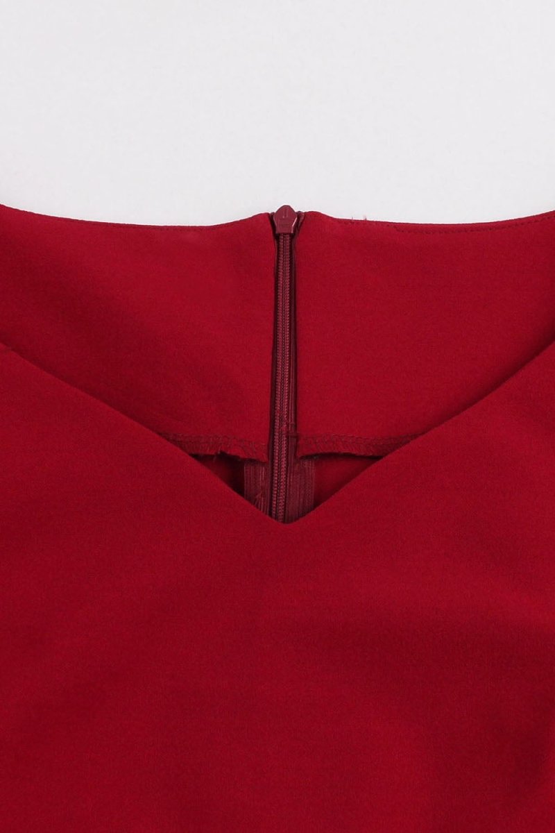 Robe Vintage Grande Taille Manches Longues Rouge - Louise Vintage