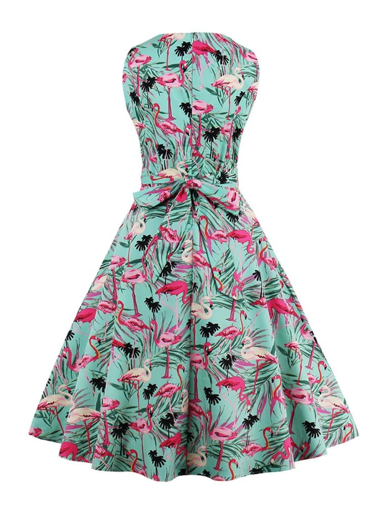 Robe Vintage Grande Taille Marine Oiseaux - Louise Vintage
