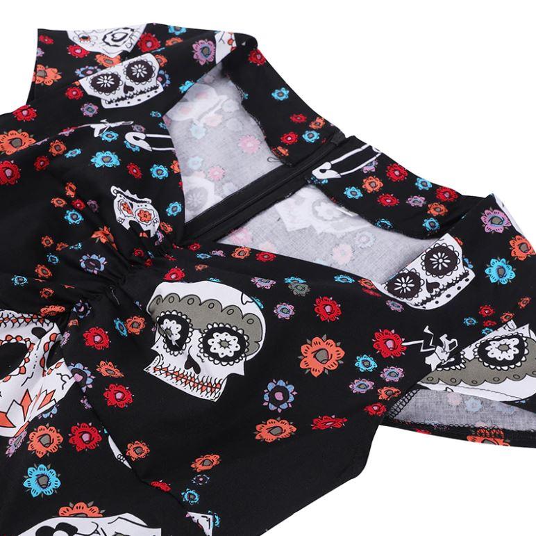 Robe Vintage Grande Taille Noir Skull - Louise Vintage