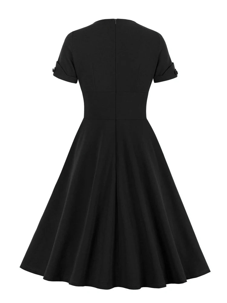 Robe Vintage Grande Taille Noire Nature - Louise Vintage