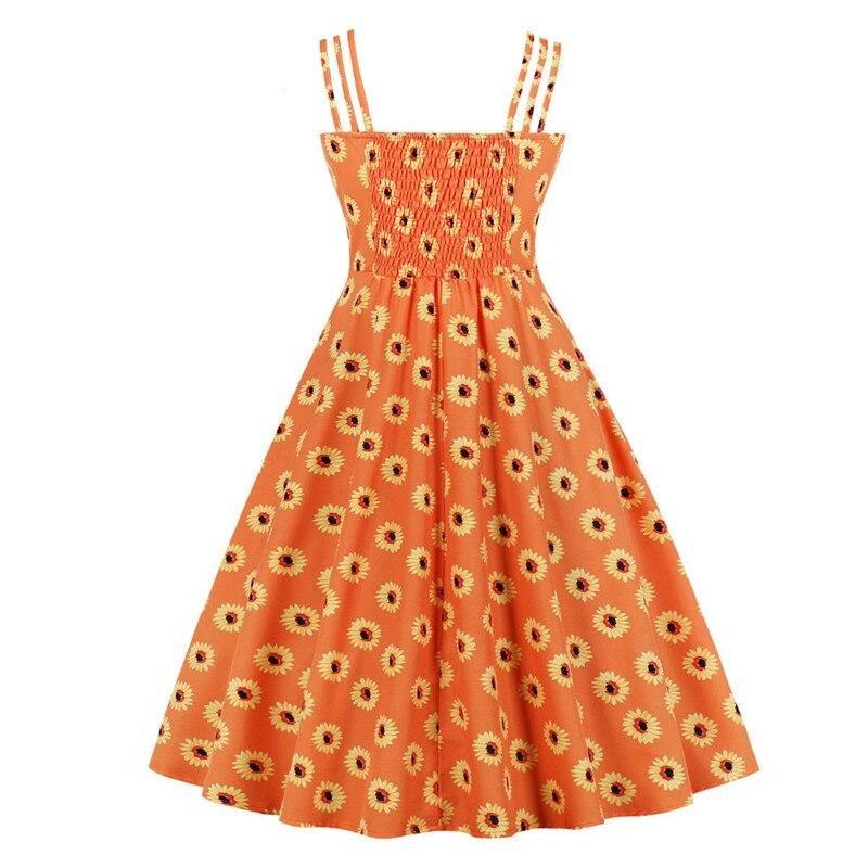 Robe Vintage Grande Taille Orange Marguerites - Louise Vintage