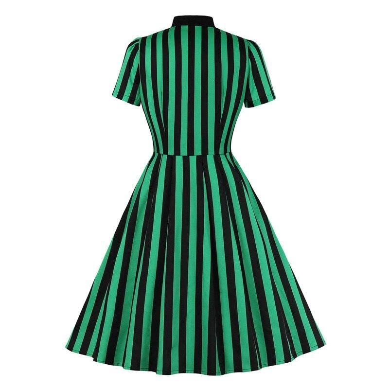Robe Vintage Grande Taille Rayée Vert - Louise Vintage