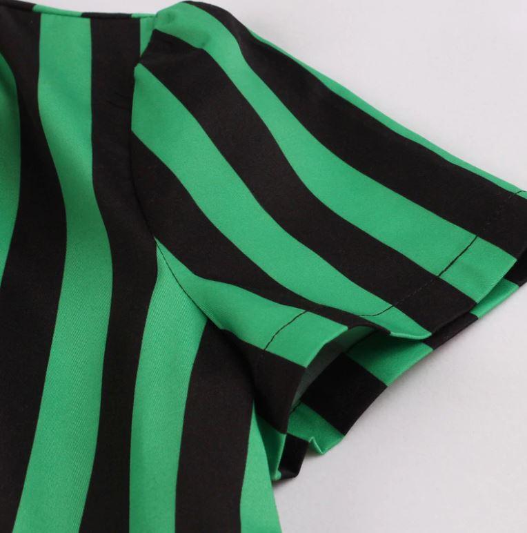 Robe Vintage Grande Taille Rayée Vert - Louise Vintage
