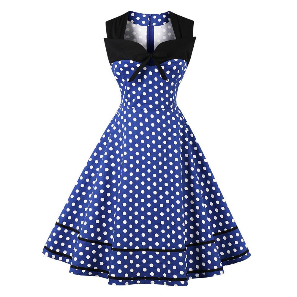 Robe Vintage Grande Taille Rétro Bleu - Louise Vintage