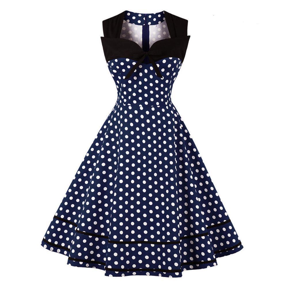 Robe Vintage Grande Taille Rétro Marine - Louise Vintage