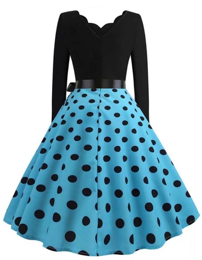 Robe Vintage Grande Taille Rockabilly Bleu pois - Louise Vintage