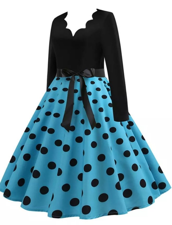 Robe Vintage Grande Taille Rockabilly Bleu pois - Louise Vintage