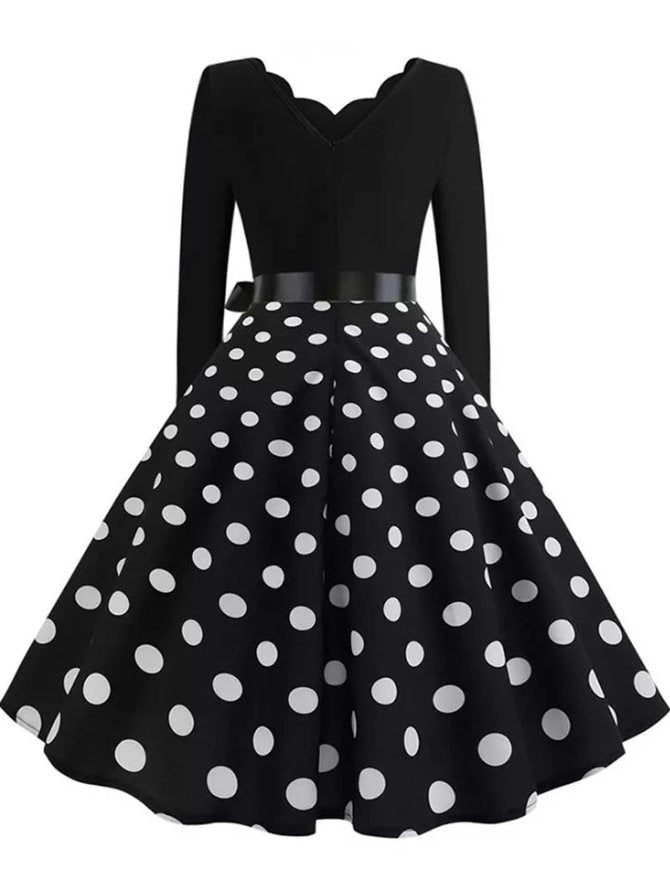 Robe Vintage Grande Taille Rockabilly Noir pois - Louise Vintage